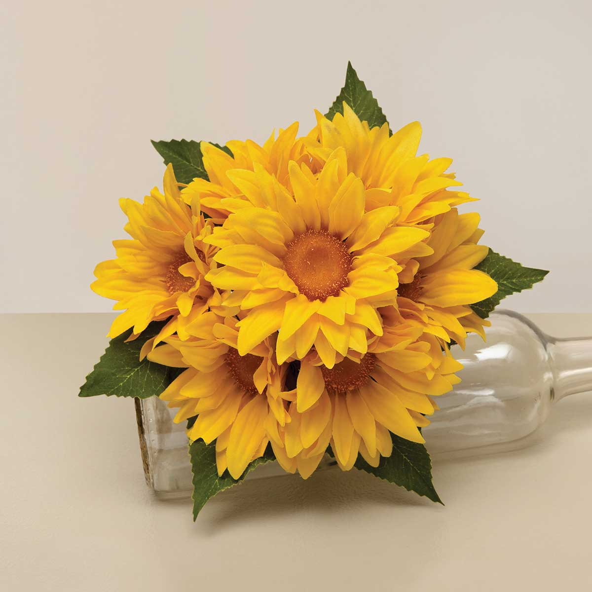 BOUQUET OF 7 SUNFLOWER YELLOW 9IN X 10IN (4IN HEAD) - Click Image to Close